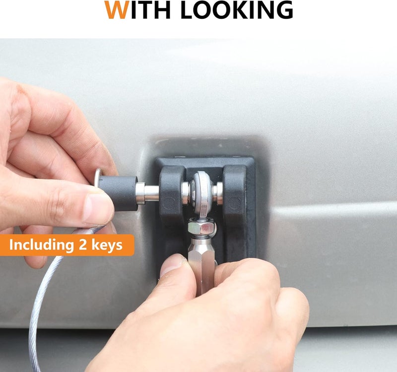 RERPRO TJ Hood Latches Lock for 1997-2006 Jeep Wrangler TJ Aluminum Locking Hood Latch Safety Catch Kit Replacement, Eliminate Hoods Flutter, 1 Pair Black with 2 Keys - Image 3